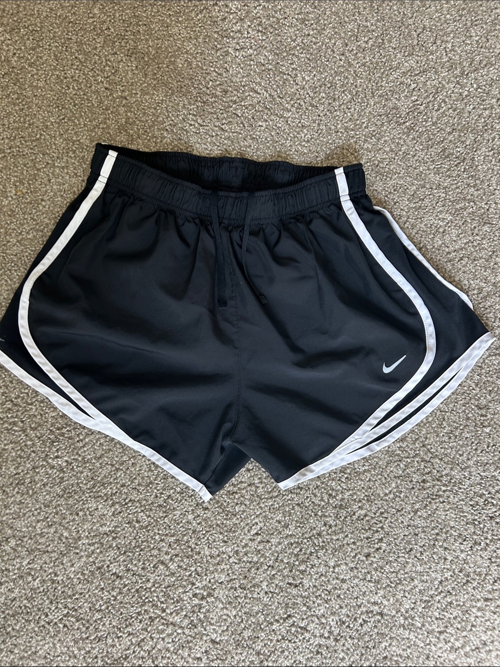 Nike Black Athletic Shorts with White Piping